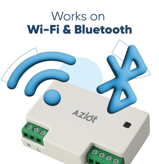 AZIOT 4 Node Smart Switch - WiFi/Bluetooth Communication - Made in India - Timer Function - Voice Command (4 Node)