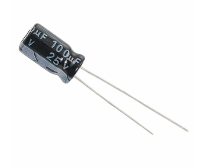 100µF 25V Electrolytic Capacitor 6.3x12mm